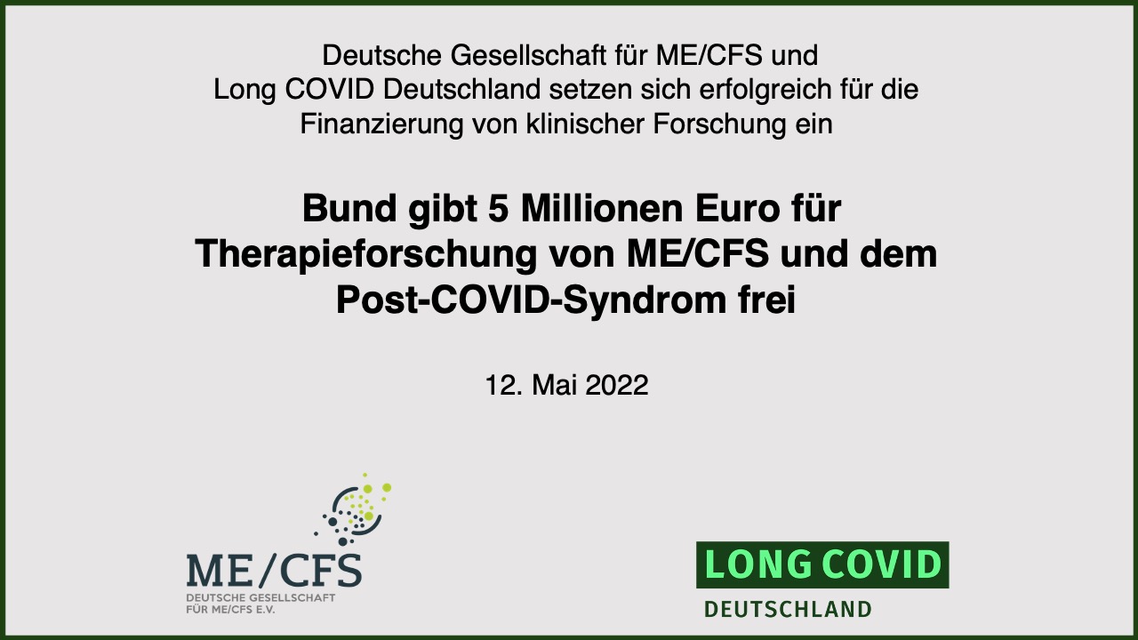 Deutsche Gesellschaft und Long COVID Deutschland setzen sich erfolgreich für die Finanzierung klinischer Forschung ein.
